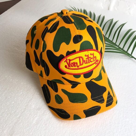 Von Dutch Camo Print Trucker Hat - Orange/combo - Picture 1 of 4